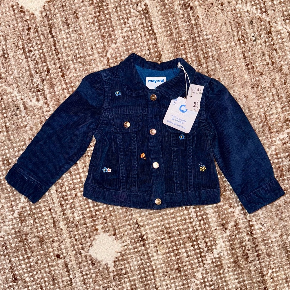 Mayoral Corduroy Embroidered Denim Jacket (9M) NWT
